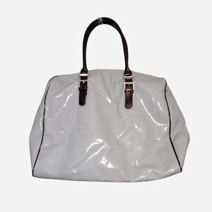 Lancôme Paris Grey Patent Leather Large Travel Duffle Bag Tote GWP